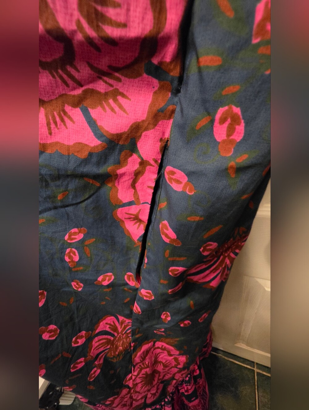 FARM Rio Navy Maxi Dress with Pink Floral Trim - Picture 4 of 4